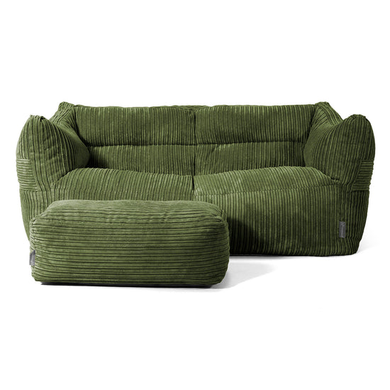 Sofa pufa Victor - Klasyczny sztruks Leśna zieleń 02