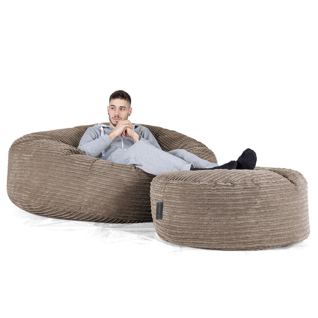 Sofa pufa XXL Mega Mammoth - Klasyczny sztruks Beżowa szarość 02