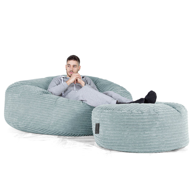 Sofa pufa XXL Mega Mammoth - Klasyczny sztruks Miętowa Zieleń 02