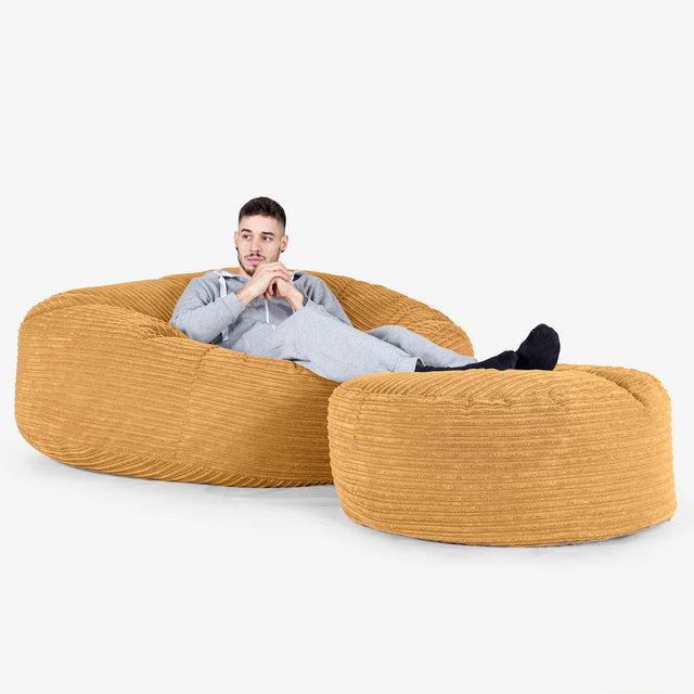 Sofa pufa XXL Mega Mammoth - Klasyczny sztruks Złoty Miód 02