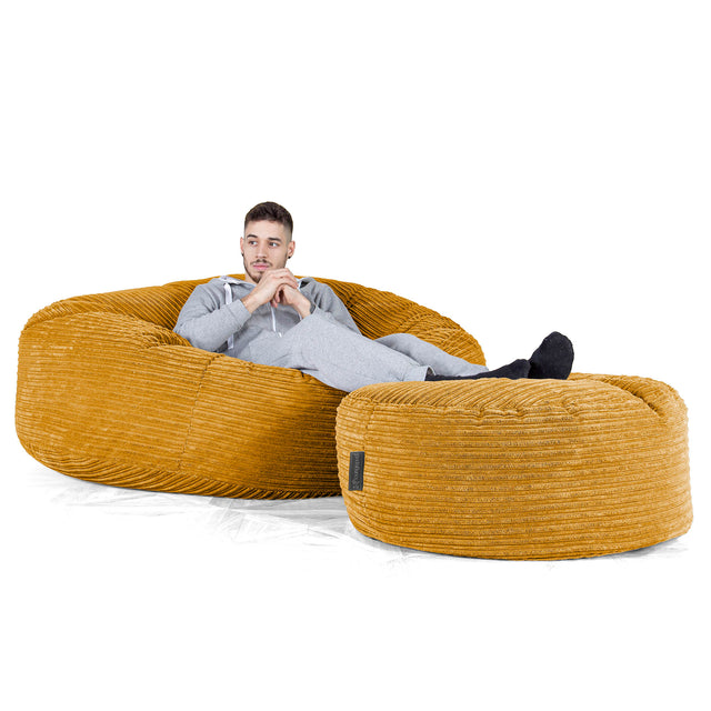 Sofa pufa XXL Mega Mammoth - Klasyczny sztruks Złoty Miód 02