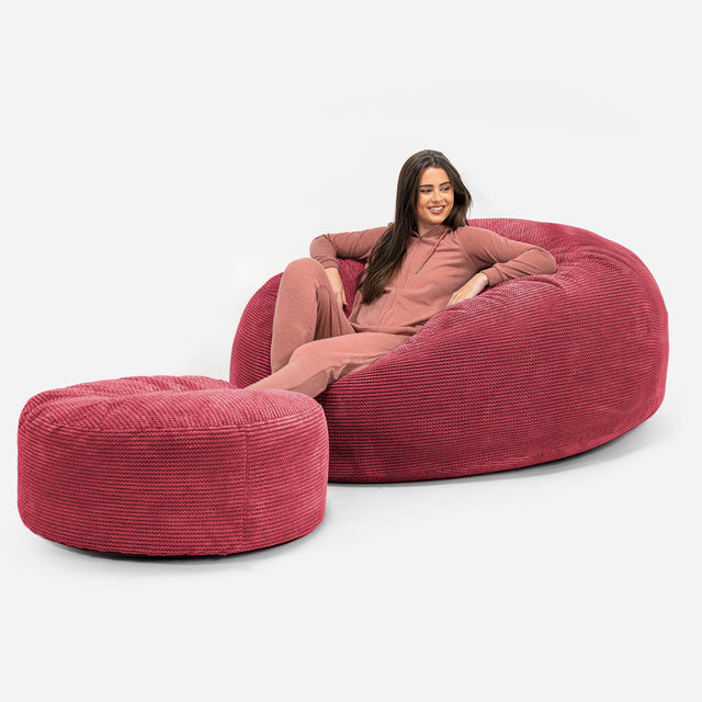 Sofa pufa XXL Mega Mammoth - Pom Pom Czerwony pastelowy 02