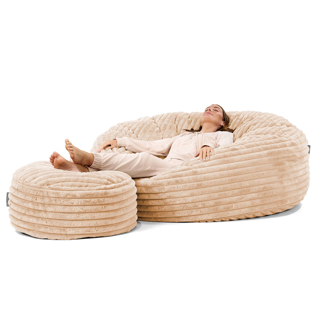 Sofa pufa XXL Mega Mammoth - Sztruks ultra plusz Brzoskwinia