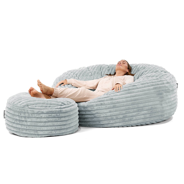 Sofa pufa XXL Mega Mammoth - Sztruks ultra plusz Kacze jajo niebieskie