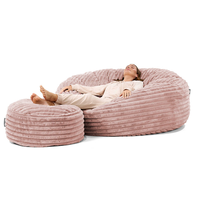 Sofa pufa XXL Mega Mammoth - Sztruks ultra plusz Łosoś