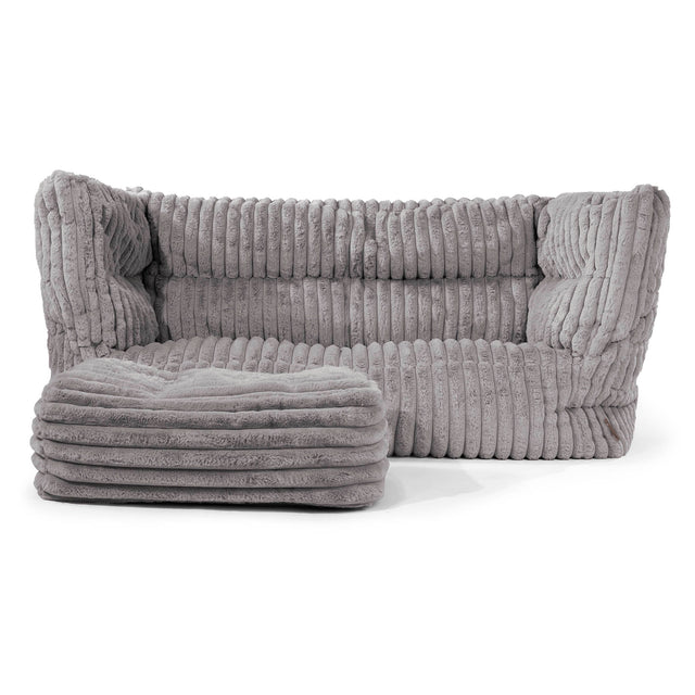 Sofa 2-osobowa pufa Louis - Sztruks ultra plusz Szarość 02
