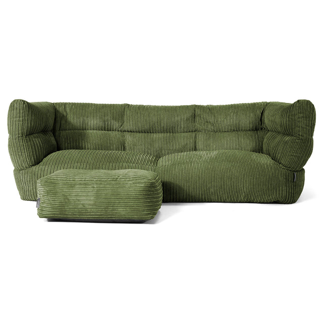 Sofa 3-osobowa pufa Louis - Klasyczny sztruks Leśna zieleń 02