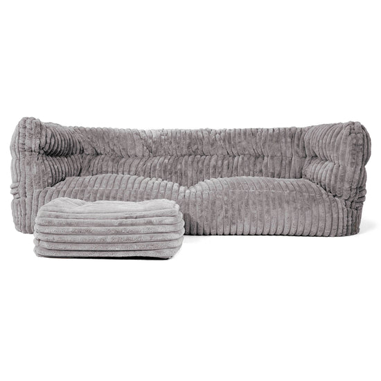 Sofa 3-osobowa pufa Louis - Sztruks ultra plusz Szarość 02