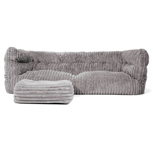Sofa 3-osobowa pufa Louis - Sztruks ultra plusz Szarość 02