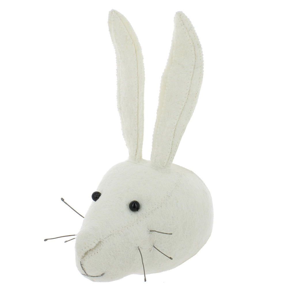 Mini głowa zwierzęcia na ścianę - Biały królik 02