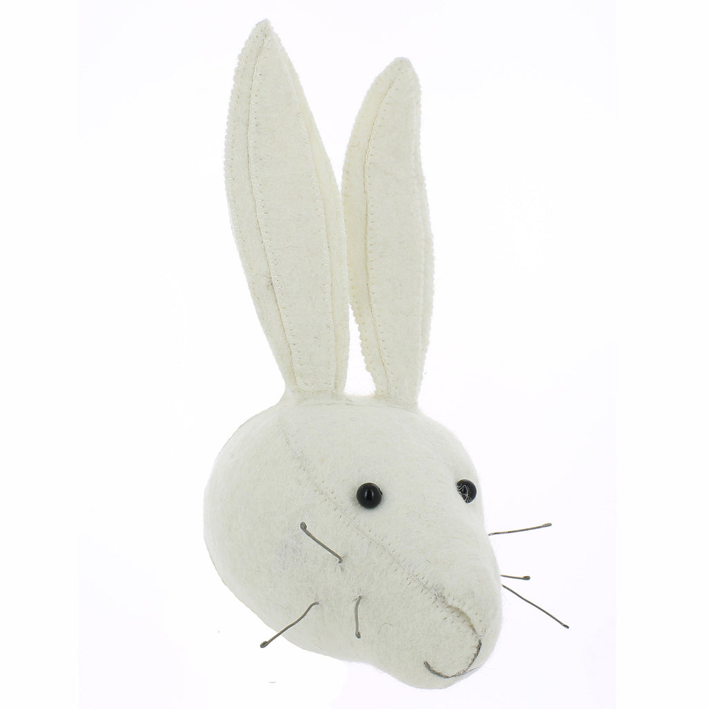 Mini głowa zwierzęcia na ścianę - Biały królik 04