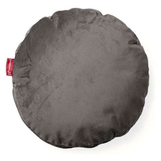 Poduszka ozdobna okrągła 50cm - Aksamit Grafit szarość 01