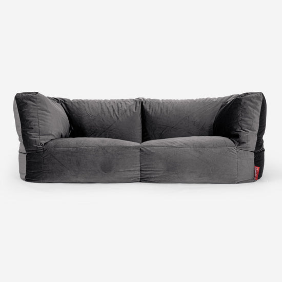 Sofa 2-osobowa pufa Albert - Aksamit Grafit szarość 01