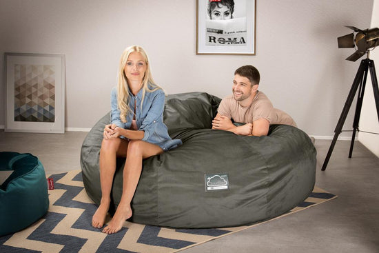 Sofa pufa piankowa typu king size CloudSac 3000 XXL - Aksamit Grafit szarość 02
