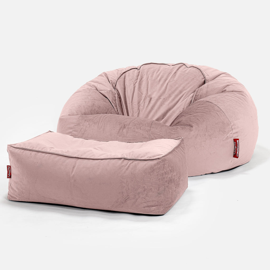 Klasyczna sofa pufa - Aksamit Róż 02