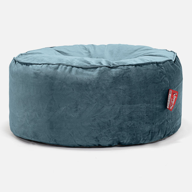 Pufa okrągła duża - Aksamit Turkus 01