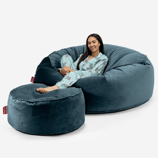Sofa pufa XXL Mega Mammoth - Aksamit Turkus 02