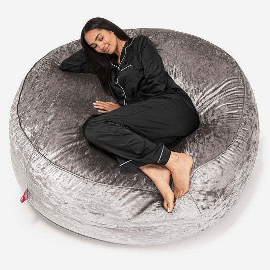 Sofa pufa XXL Mega Mammoth - Aksamit w stylu vintage Srebro 01