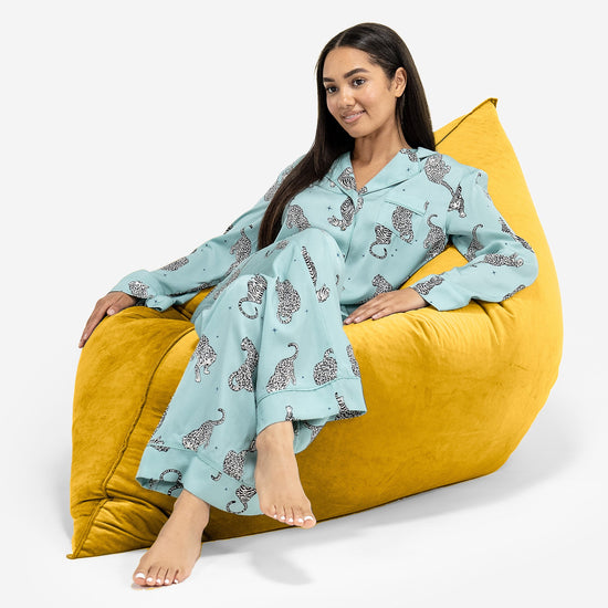 Bardzo duża pufa XXL - Aksamit Złoto 04