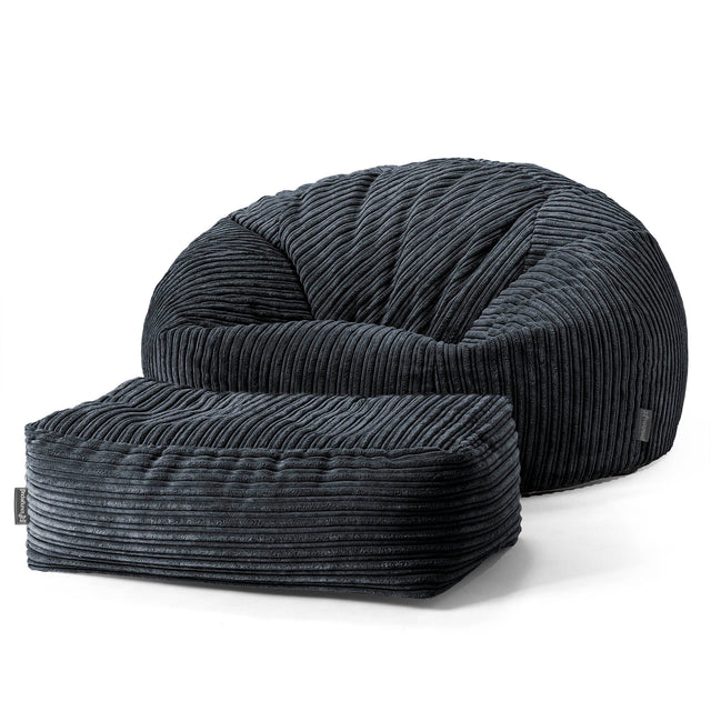 Klasyczna sofa pufa - Klasyczny sztruks Czerń 02
