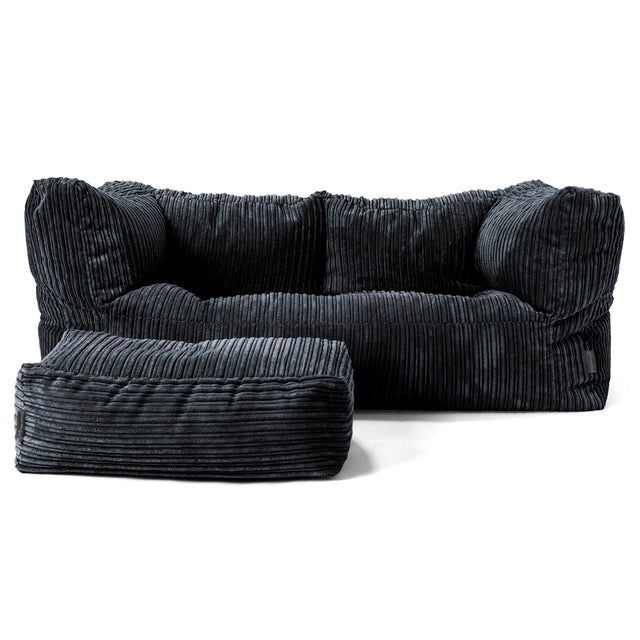 Sofa 2-osobowa pufa Albert - Klasyczny sztruks Czerń 02