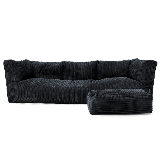 Sofa 3-osobowa pufa Albert - Klasyczny sztruks Czerń 02