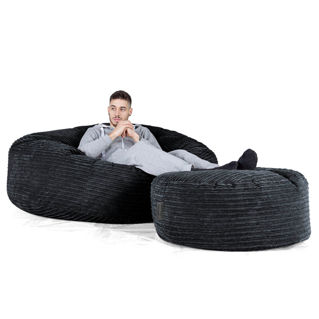 Sofa pufa XXL Mega Mammoth - Klasyczny sztruks Czerń 02