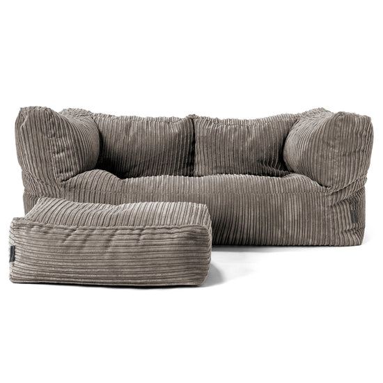 Sofa 2-osobowa pufa Albert - Klasyczny sztruks Grafit szarość 02