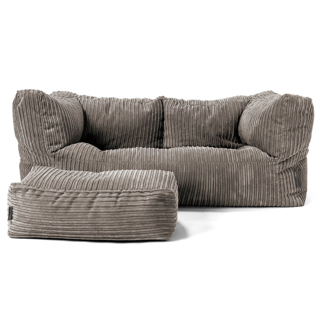 Sofa 2-osobowa pufa Albert - Klasyczny sztruks Grafit szarość 02