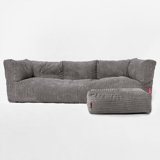 Sofa 3-osobowa pufa Albert - Klasyczny sztruks Grafit szarość 02