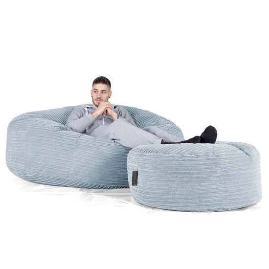 Sofa pufa XXL Mega Mammoth - Klasyczny sztruks Jasny błękit 02