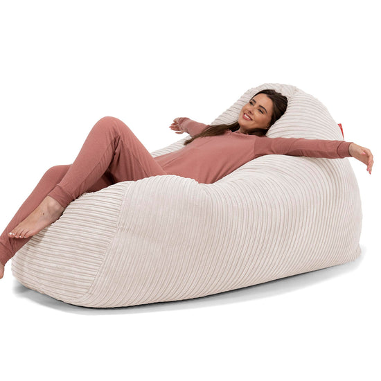 Olbrzymia sofa pufa - Klasyczny sztruks Kość słoniowa 02
