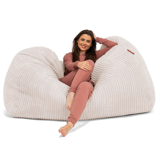 Olbrzymia sofa pufa - Klasyczny sztruks Kość słoniowa 03