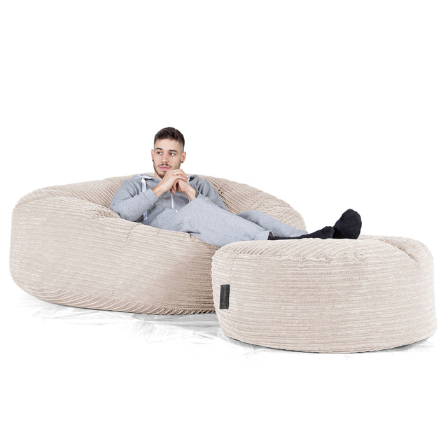 Sofa pufa XXL Mega Mammoth - Klasyczny sztruks Kość słoniowa 02