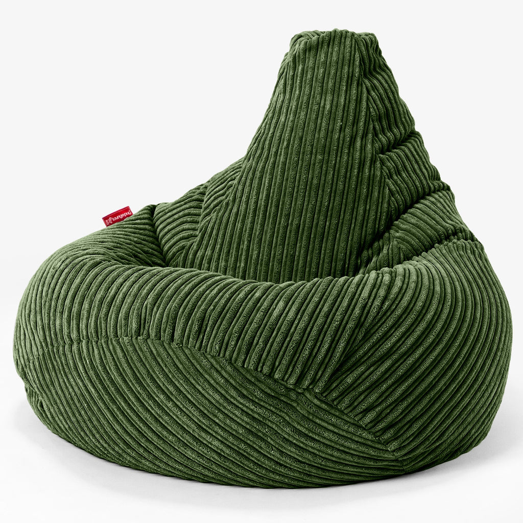 Siedzisko z wysokim oparciem pufa sako - Klasyczny sztruks Leśna zieleń 02