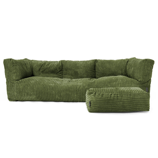 Sofa 3-osobowa pufa Albert - Klasyczny sztruks Leśna zieleń 02