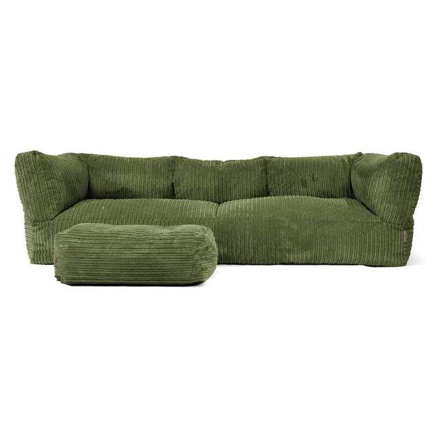 Sofa 3-osobowa pufa Albert - Klasyczny sztruks Leśna zieleń 02