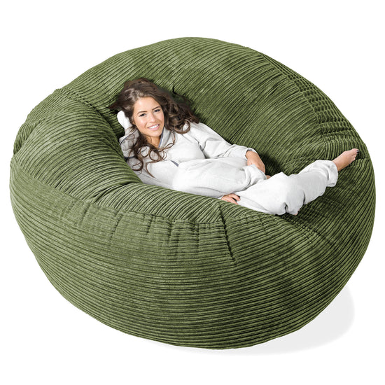 Sofa pufa XXL Mega Mammoth - Klasyczny sztruks Leśna zieleń 01