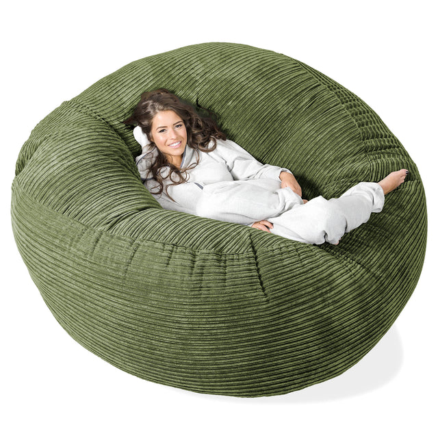 Sofa pufa XXL Mega Mammoth - Klasyczny sztruks Leśna zieleń 01