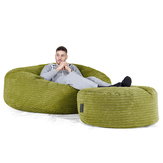 Sofa pufa XXL Mega Mammoth - Klasyczny sztruks Limonka 02