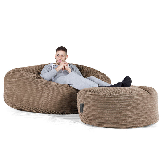 Sofa pufa XXL Mega Mammoth - Klasyczny sztruks Moka 02