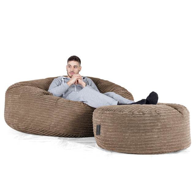 Sofa pufa XXL Mega Mammoth - Klasyczny sztruks Moka 02