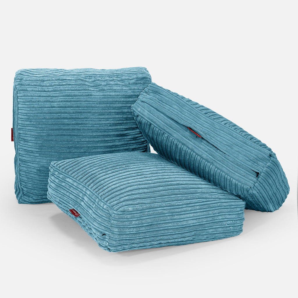 Duża poduszka podłogowa - Klasyczny sztruks Morski błękit 04