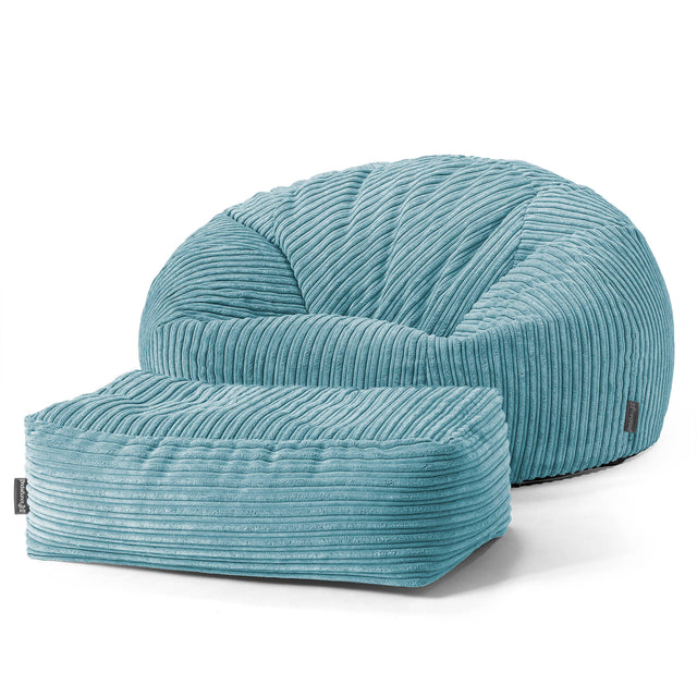 Klasyczna sofa pufa - Klasyczny sztruks Morski błękit 02