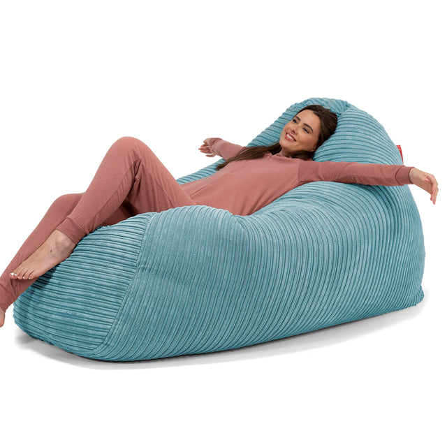 Olbrzymia sofa pufa - Klasyczny sztruks Morski błękit 02