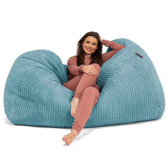 Olbrzymia sofa pufa - Klasyczny sztruks Morski błękit 03