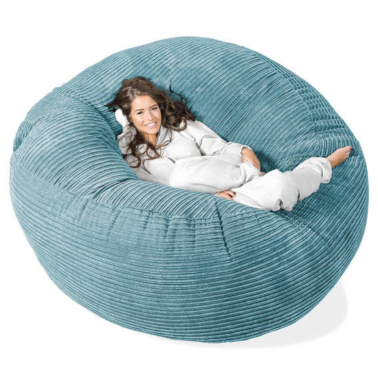 Sofa pufa XXL Mega Mammoth - Klasyczny sztruks Morski błękit 01