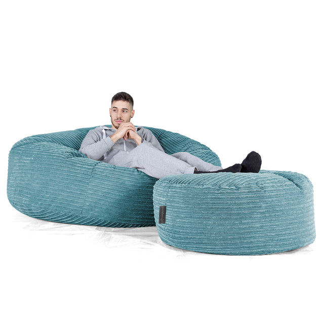 Sofa pufa XXL Mega Mammoth - Klasyczny sztruks Morski błękit 02