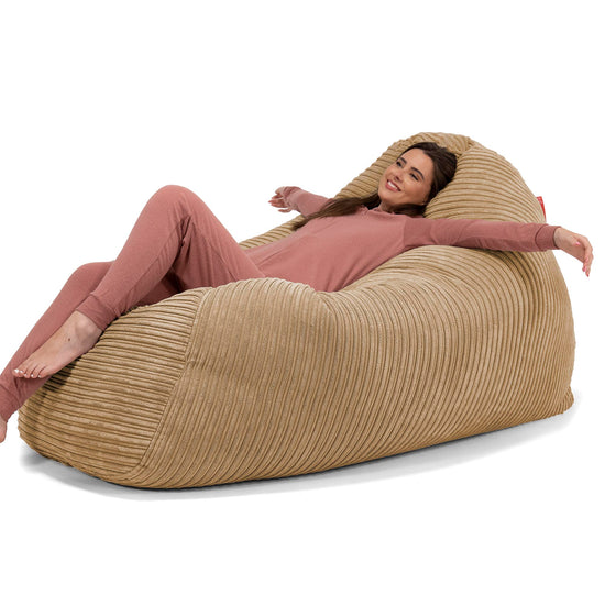 Olbrzymia sofa pufa - Klasyczny sztruks Piasek 02