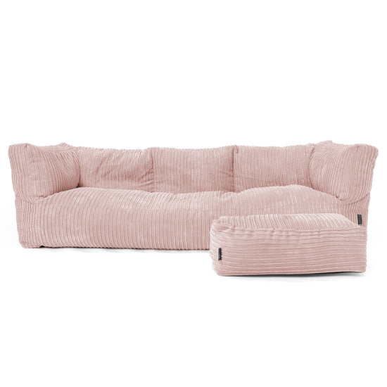 Sofa 3-osobowa pufa Albert - Klasyczny sztruks Pudrowy 02